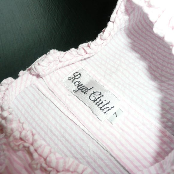 Vintage Smocked Pink Stripe Poodles Sheersucker Girl Size 7 Dress by Royal Child - Picture 4 of 10